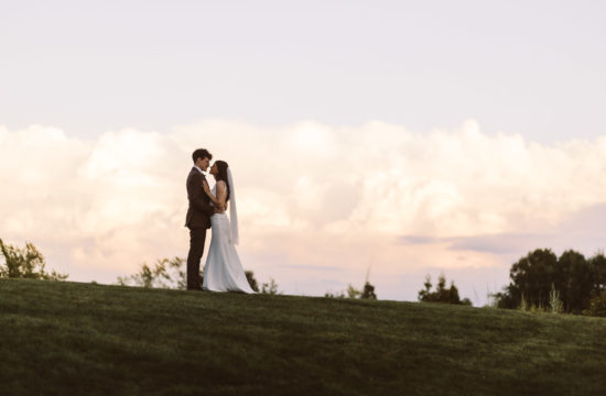 Sunset bride and groom